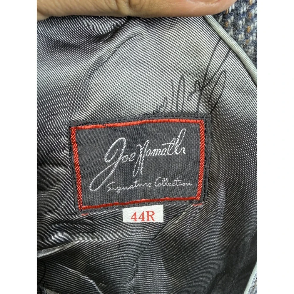 Joe Namath Blazer‎ Mens 44R Gray Check Tweed Sport Coat Jacket Classic Signature